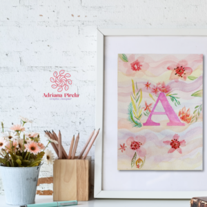 Cuadro Watercolor paint letter A Capitular